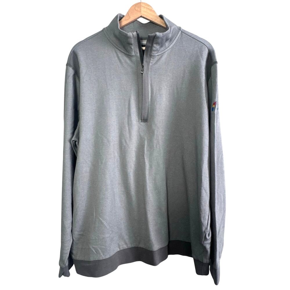 Ashworth Men’s XL Gray Quarter Zip Pullover Golf Top Logo Sleeve